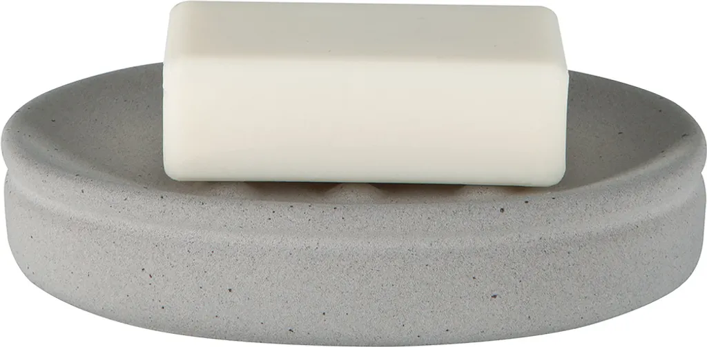 Spirella Cement Portasapone Grigio Ceramica - Design Pietra per Bagno