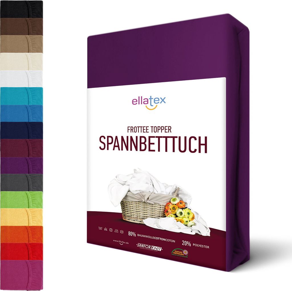 Frottee TOPPER Spannbettlaken Spannbetttuch für Matratzen bis 12 cm Bettlaken Betttuch, in Größe: 140x200-160x200 cm, in Farbe: Orchidee
