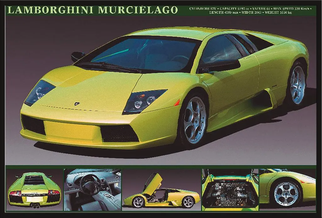 Décoration Bureau Affiche Lamborghini Murcielago sous Cadre Shinsuke
