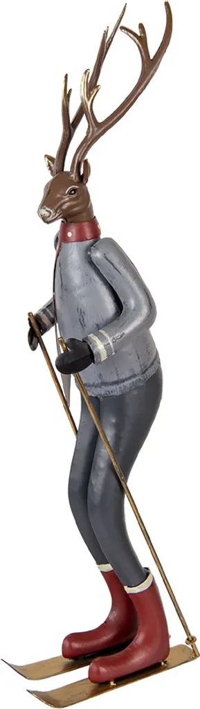 Scultura Cervo Natale Metallo 19x15x65 cm | Clayre & Eef Decorazione Baita