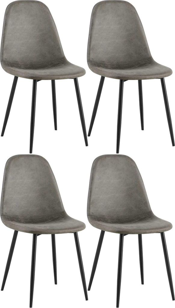 CLP 4er Set Esszimmerstühle Napier gepolstert bis 150 kg belastbar dunkelgrau Material Kunstleder
