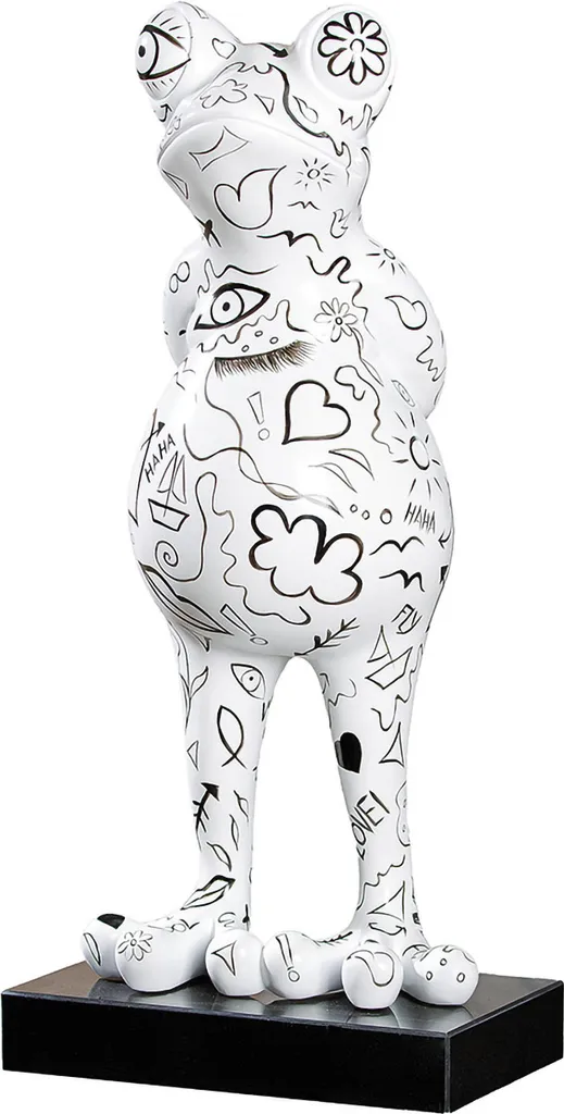 Sculpture Grenouille Blanche Aspect Marbre Gilde Design au Trait 68cm