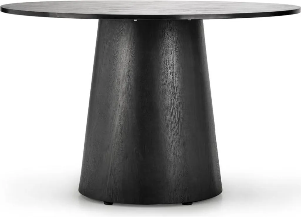 Table Ginter plateau rond 110cm en chêne clair et pieds métalliques