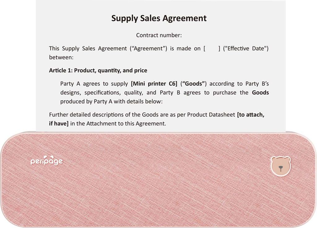 PeriPage A4 Papierdrucker Drahtloser Bluetooth-Thermodrucker für mobile Büros,unterstützt 2''/3''/4'' Papierbreite 210 mm Fotodrucker Thermotran...