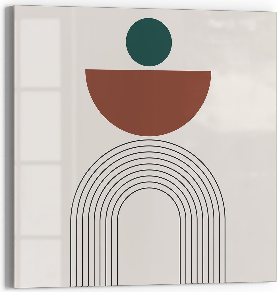 DEQOART Magnettafel Glas 50x50 cm 'Abstrakte Balance' beschreibbar Whiteboard Küche