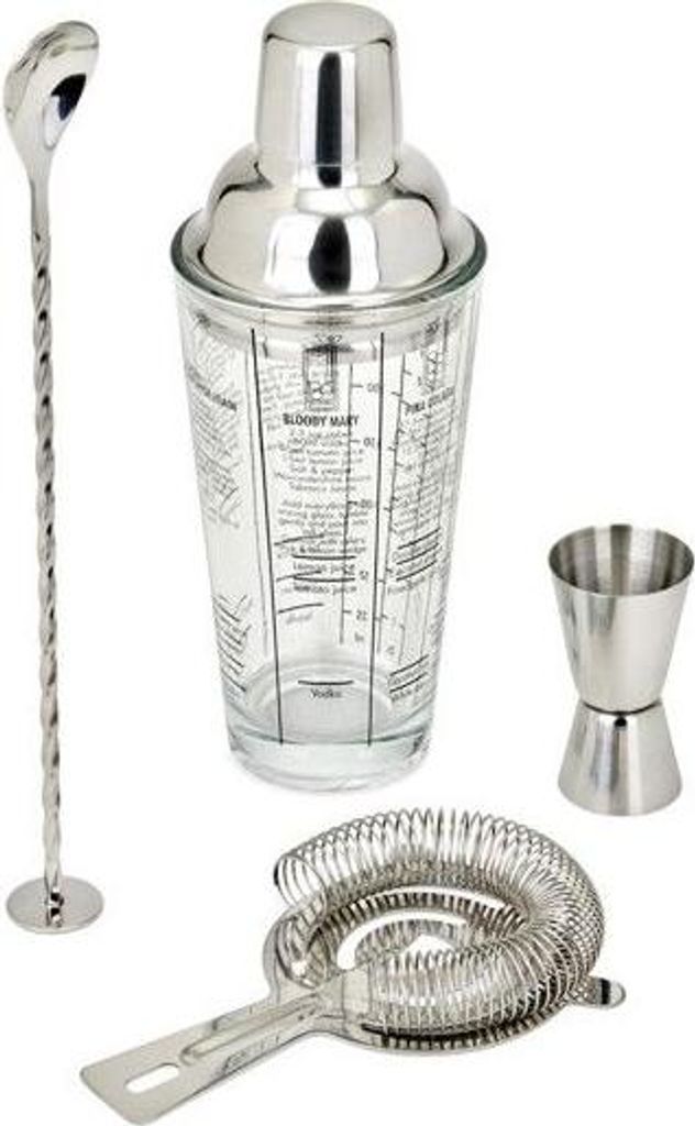 Cocktail Set LIVOO GS156, 400 ml, Edelstahl, Inklusive Shaker, Messbecher, Löffel und Sieb, Doppelgraduation