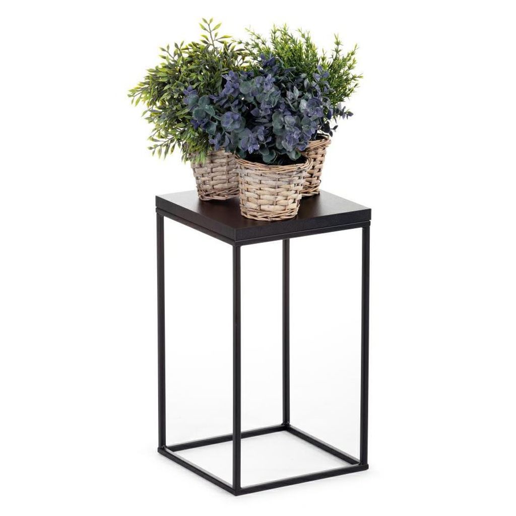 HowHomely Modern Pflanzenständer, Blumenhocker aus Metall Schwarz 40 cm Höhe - Blumenständer für das Haus