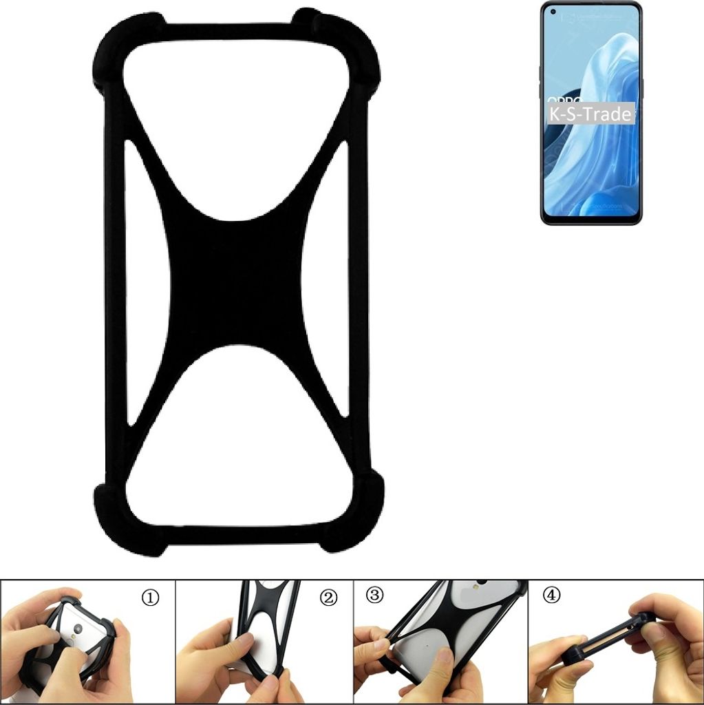 K-S-Trade Handy-Hülle Schutz-Hülle kompatibel mit Oppo Reno8 Lite 5G Silikon Bumper TPU Softcase Smartphone Stoßschutz, schwarz
