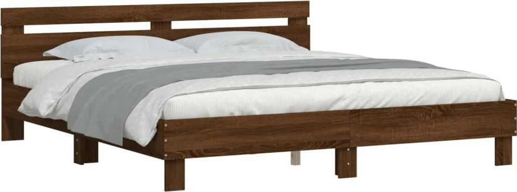 vidaXL Bettgestell mit Kopfteil Braun Eichen-Optik 200x200 cm