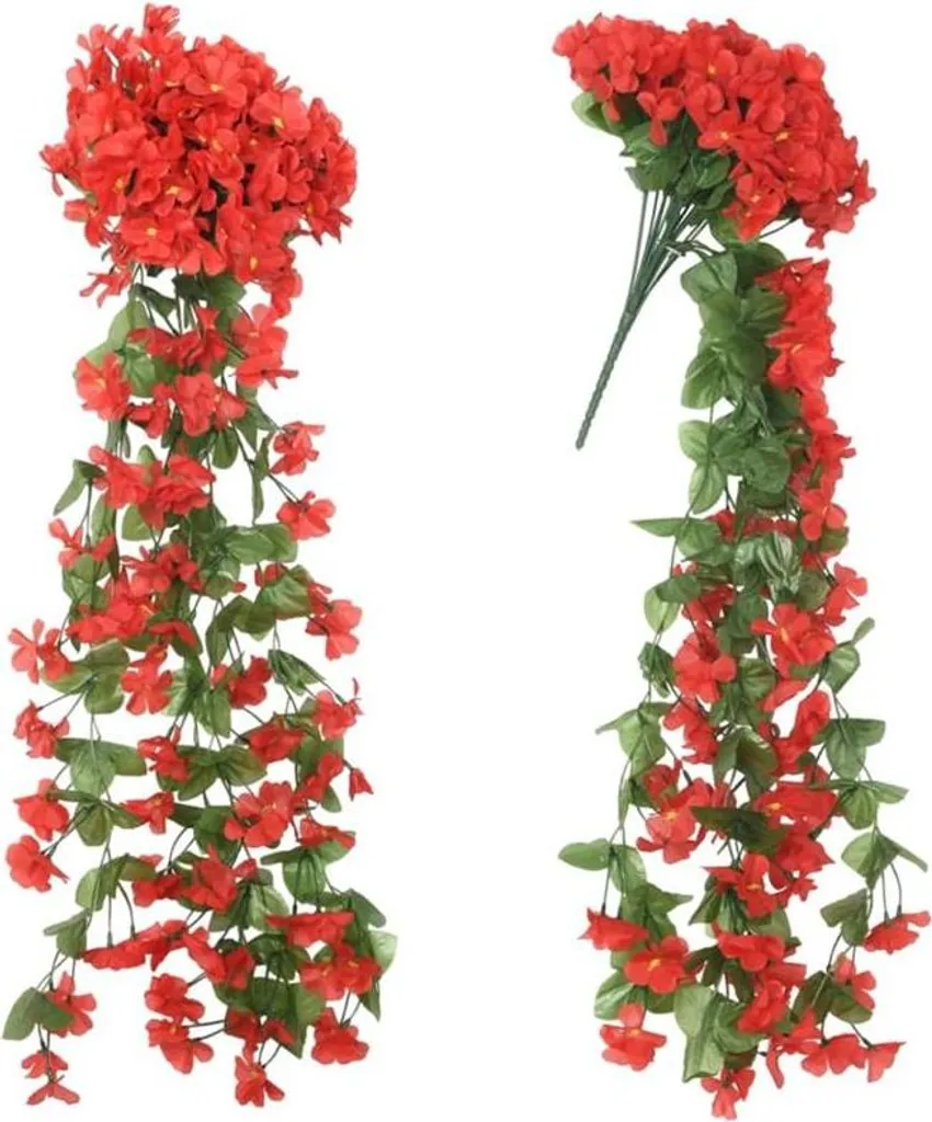 Surfinia rouge artificiel retombant effet cascade et lierre réaliste