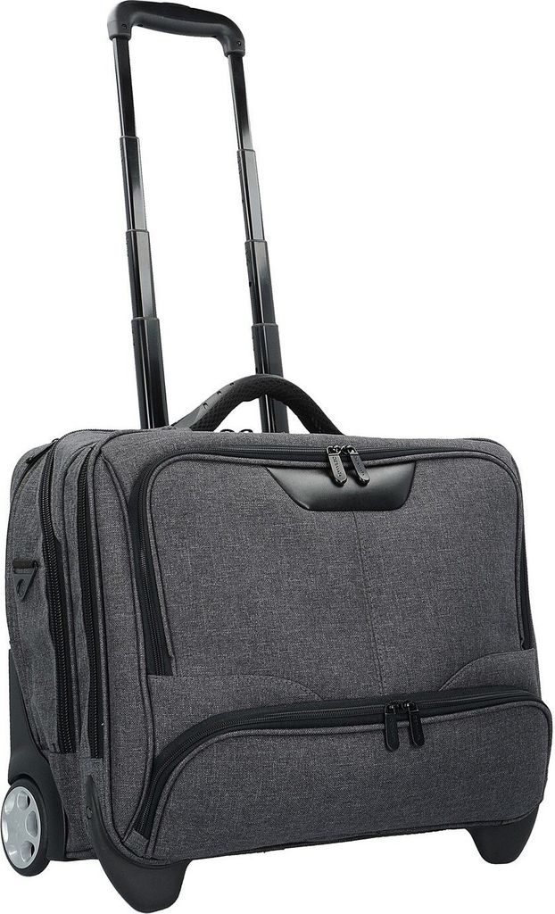 Pilotenkoffer Trolley Aktenkoffer Umhängegurt Koffer 47 cm Grau Canvas Bowatex