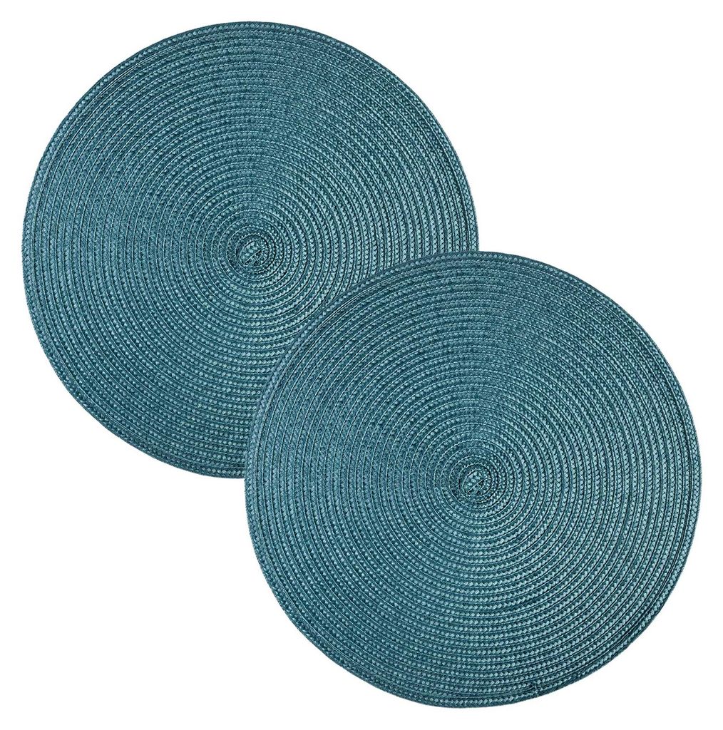 Tischset 2er Set Petrol rund 35 cm Ø Platzset abwaschbar Produktbild 