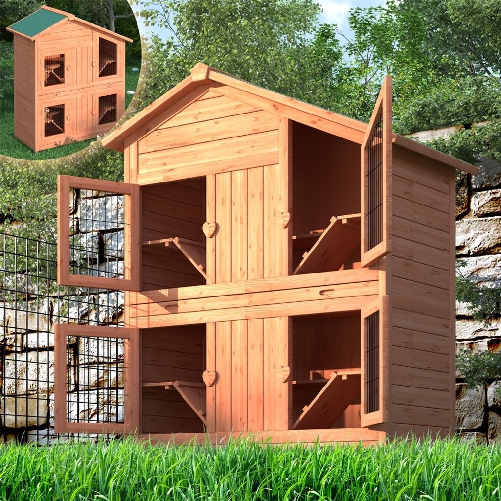 Mucola králikáreň 4 boxy chovné drevené králikáreň malé Obrázok produktu 1