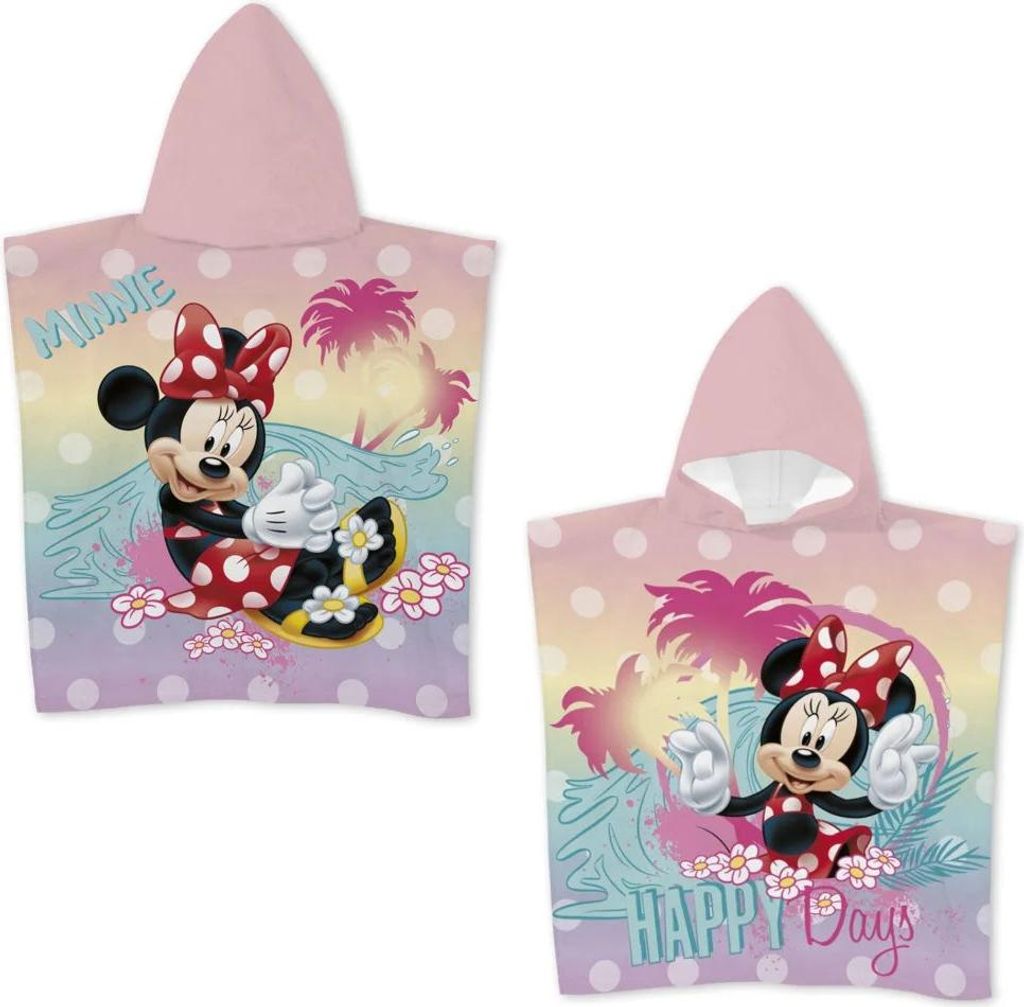 Disney Minnie Maus Kinder Mikrofaser Poncho Badetuch Badeponcho 55x110 cm