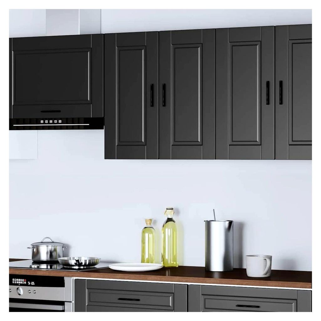 Küchenschrank aus schwarzem Holzwerkstoff