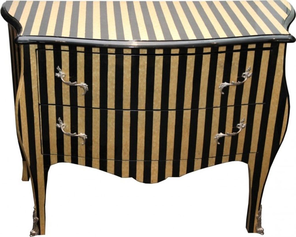 Casa Padrino Commode baroque à rayures placage bois / noir Image du produit 