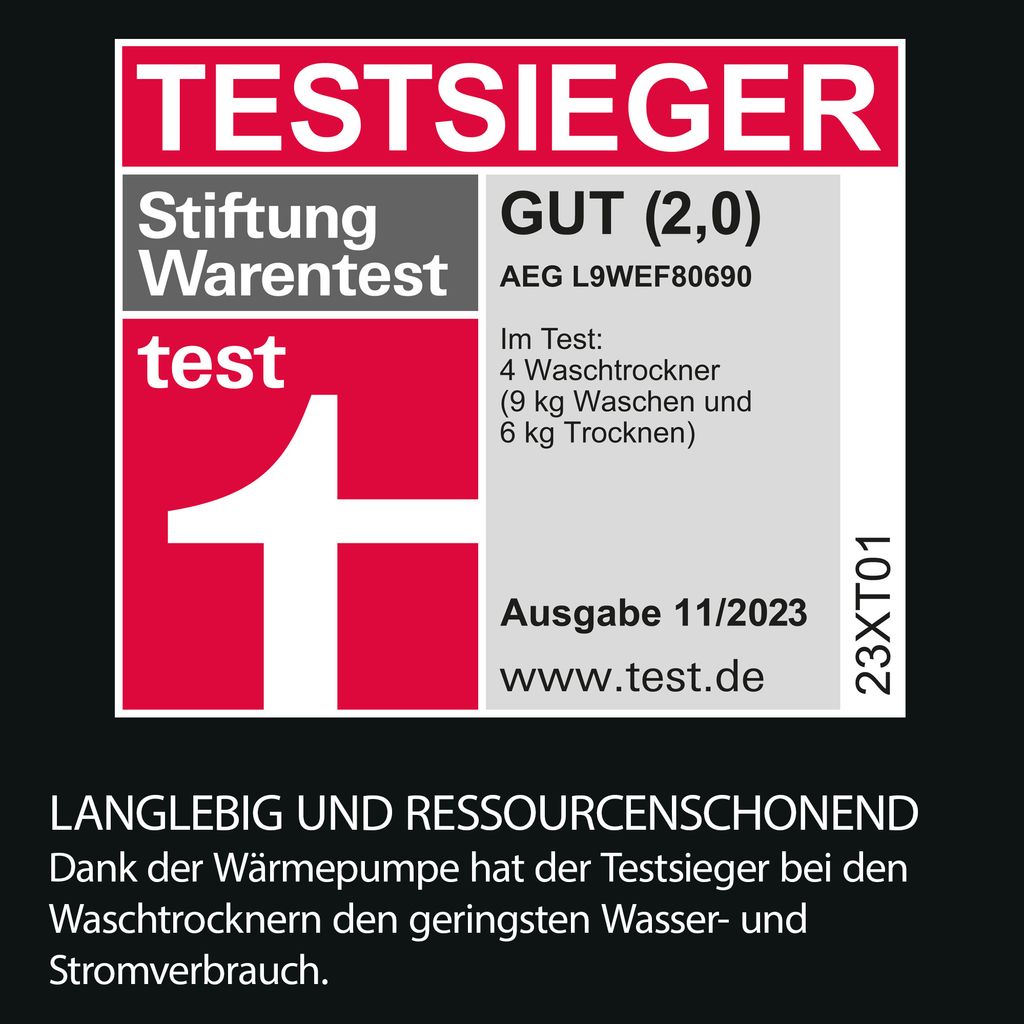 AEG - L9WEF80690 - Waschtrockner mit Wärmepumpe - SensiDry Produktbild 19