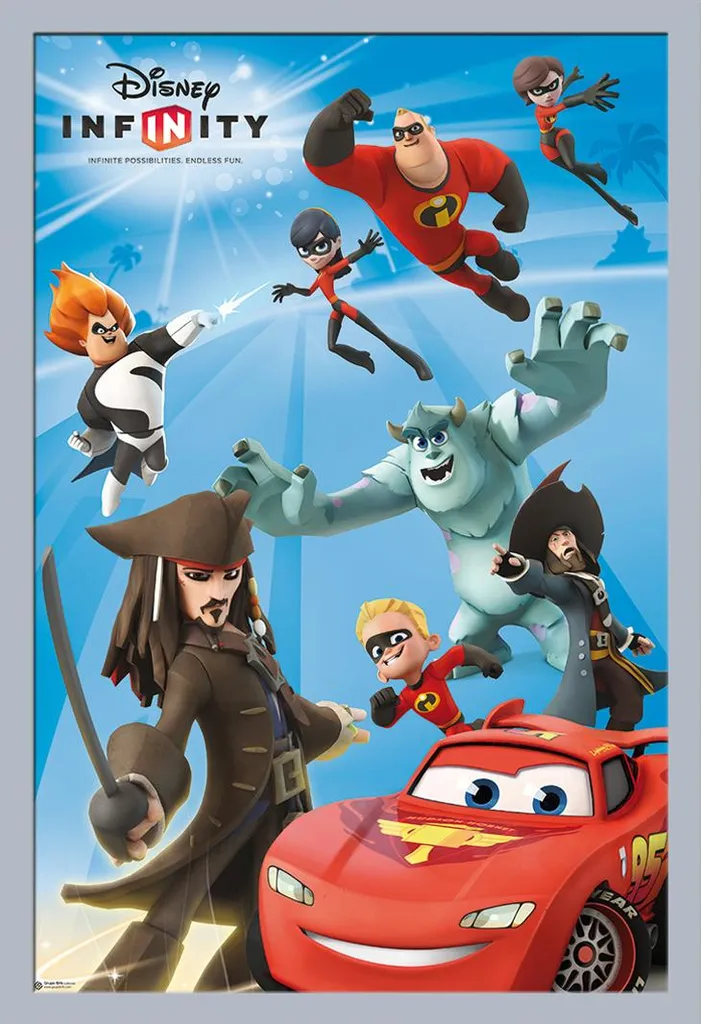 Poster Disney Infinity Game prêt à suspendre avec cadre MDF argent