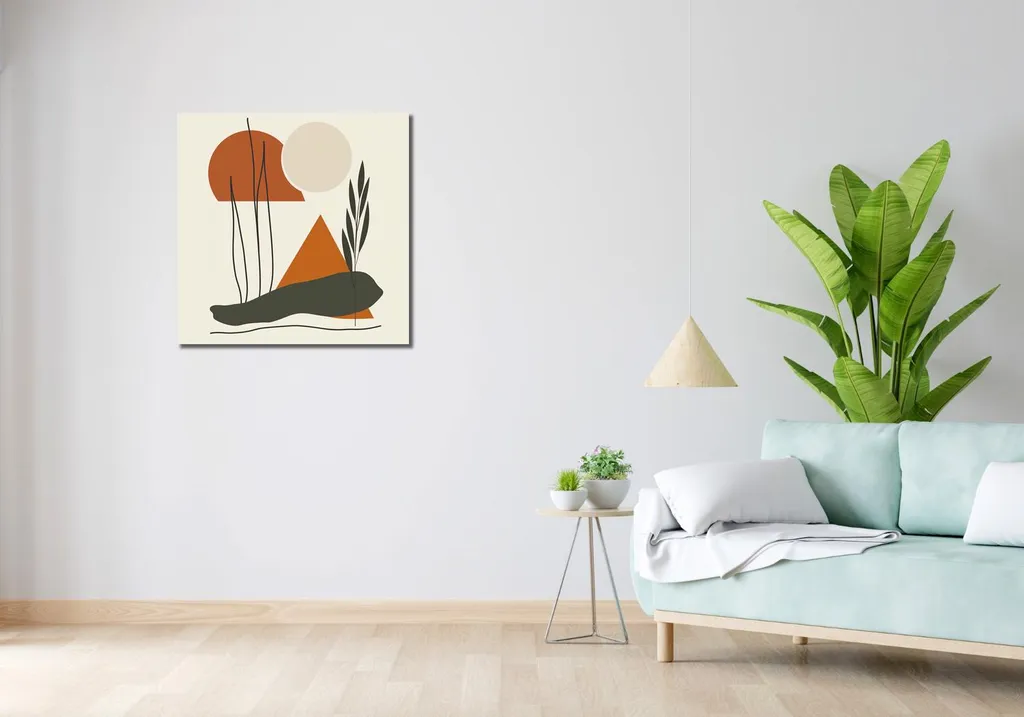 Décorez votre chambre avec le tableau Regard beige 70 x 70 cm