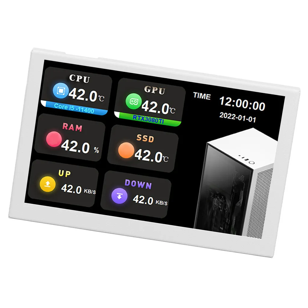 Mini écran IPS USB 5 pouces 800x480 pour AIDA64 moniteur PC Type-C blanc