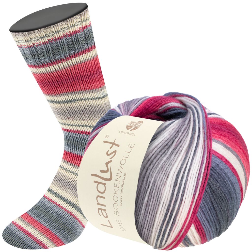 Lana Grossa Landlust DIE SOCKENWOLLE 100 g 4-fach Sockenwolle von Lana Grossa und Landlust 420 m Farbe 119 - Silbergrau/Mittelgrau/Dunkelgrau/Ori...