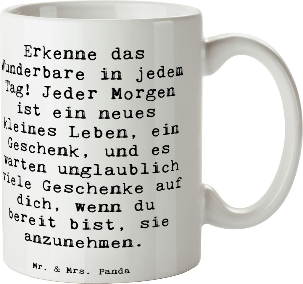 Mr. & Mrs. Panda Tasse Spruch Erleuchtung im Alltag - Weiß - Geschenk, Kaffeebecher, Gefühl, schöne, Zitat, positive Botschaft, die Schönheit d...