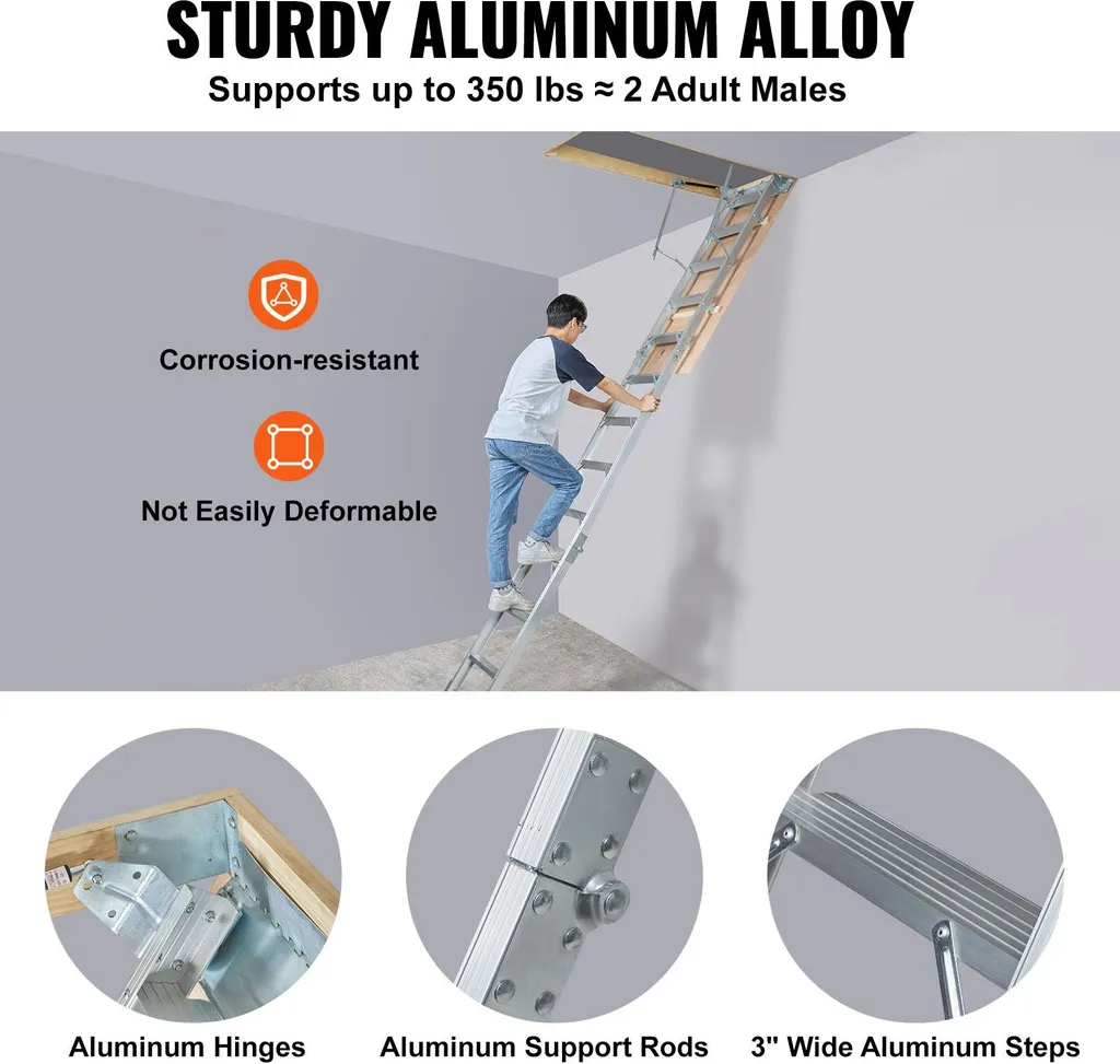 Escabeau de grenier pliable aluminium - Solution gain de place plafond - 5