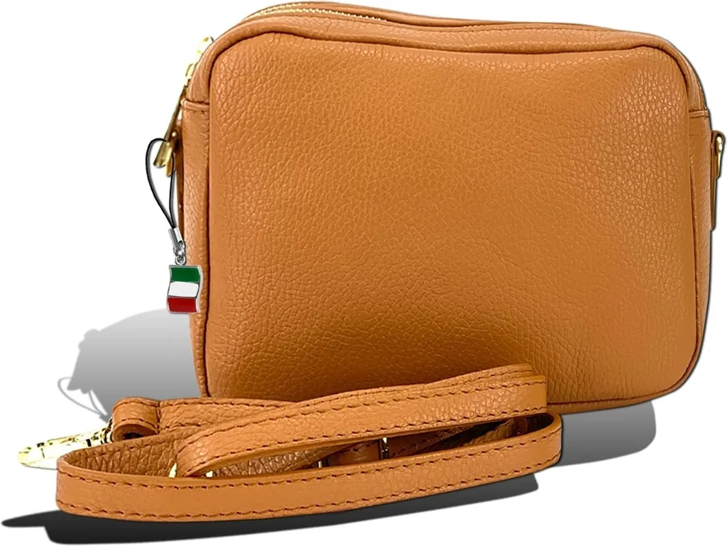 Sac en cuir marron clair tan Florence D2OTF809C avec finitions luxe