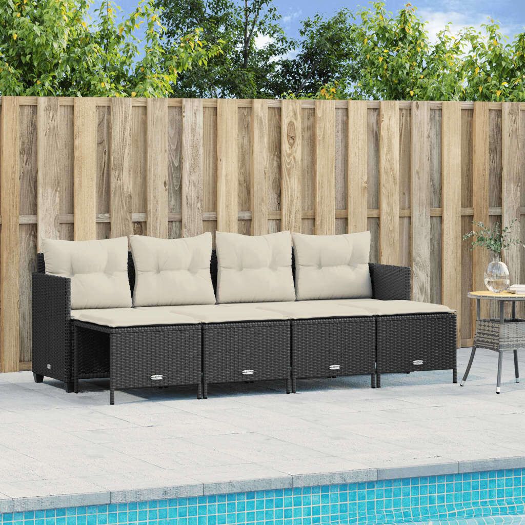"Rabatt" 5-tlg. Garten-Sofagarnitur - mit sofa - mit Kissen Schwarz Poly Rattan - Lounge-Dining set CC10187