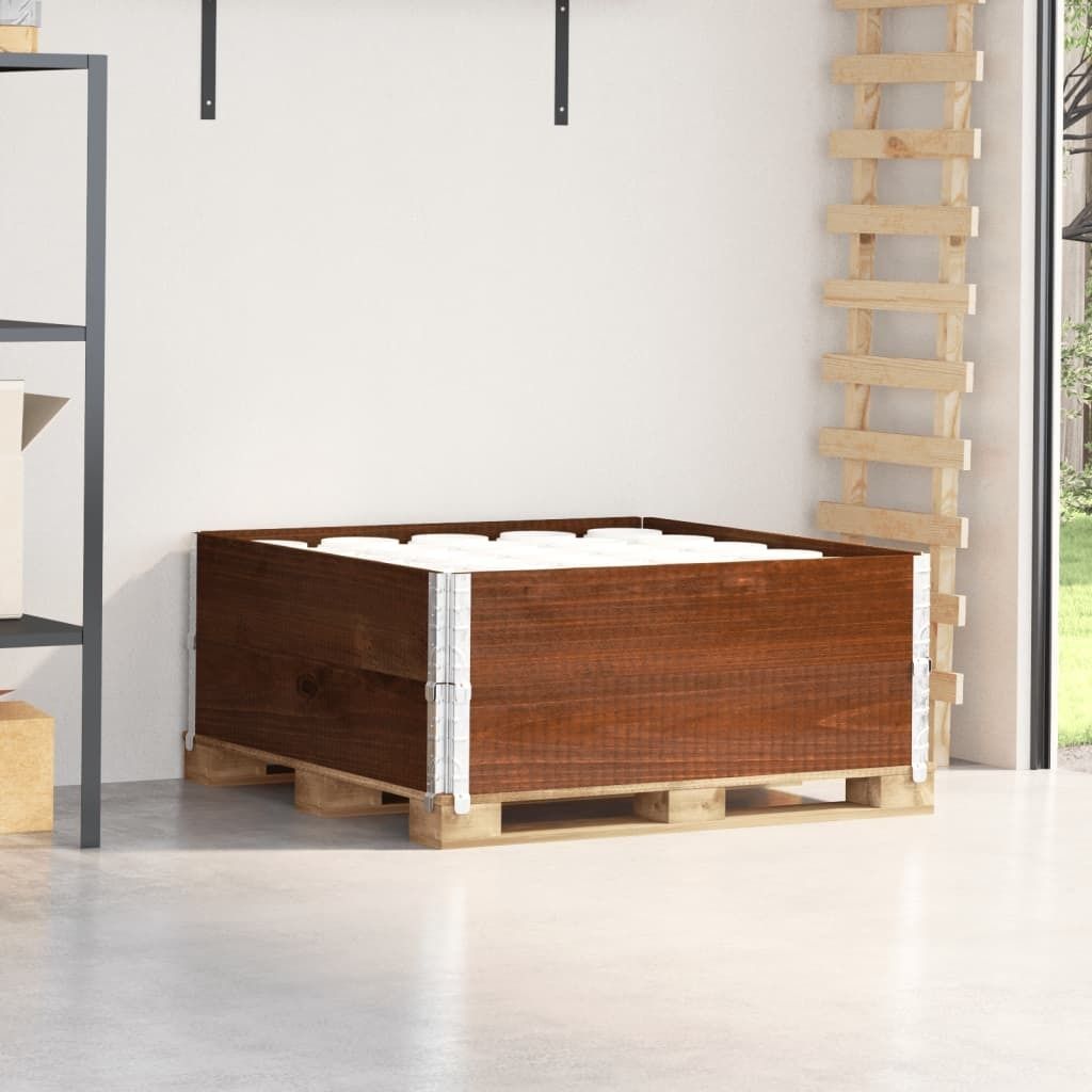 "2026 Promotion" Paletten-Aufsatzrahmen 2 Stk. - Hohe Qualität - Braun 100x100 Massivholz Kiefer - Gartenboxen CC23584