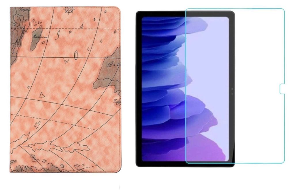2in1 Tablet Set für Samsung Galaxy Tab A7 SM-T500 T505 10.4 Zoll mit Magnet Cover Auto Sleep/Wake Ruhemodus + Schutzfolie Hülle Smart Case Hartglas