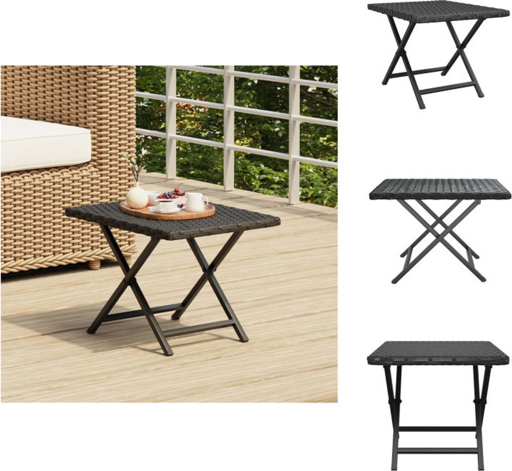 vidaXL Klapptisch Schwarz 45x35x32 cm Poly Rattan - Gartentische