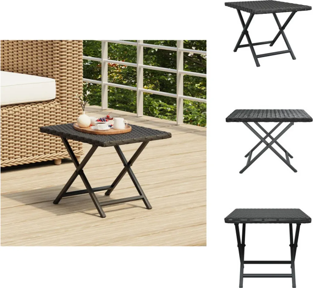Tavolino Pieghevole Nero 45x35x32 cm Poly Rattan vidaXL | Salvaspazio