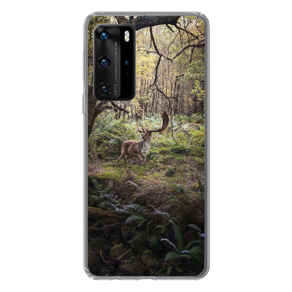 MuchoWow Handyhülle Schutzhülle Hülle für Huawei P40 Pro Waldtier - Hirsch - Sonne Silikon Softcase Handy Hülle - Schutz