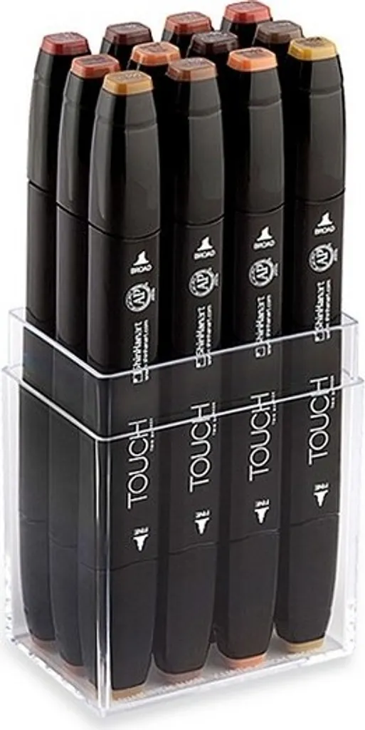 Feutres à alcool professionnels TOUCH - Set de 12 marqueurs nuances bois