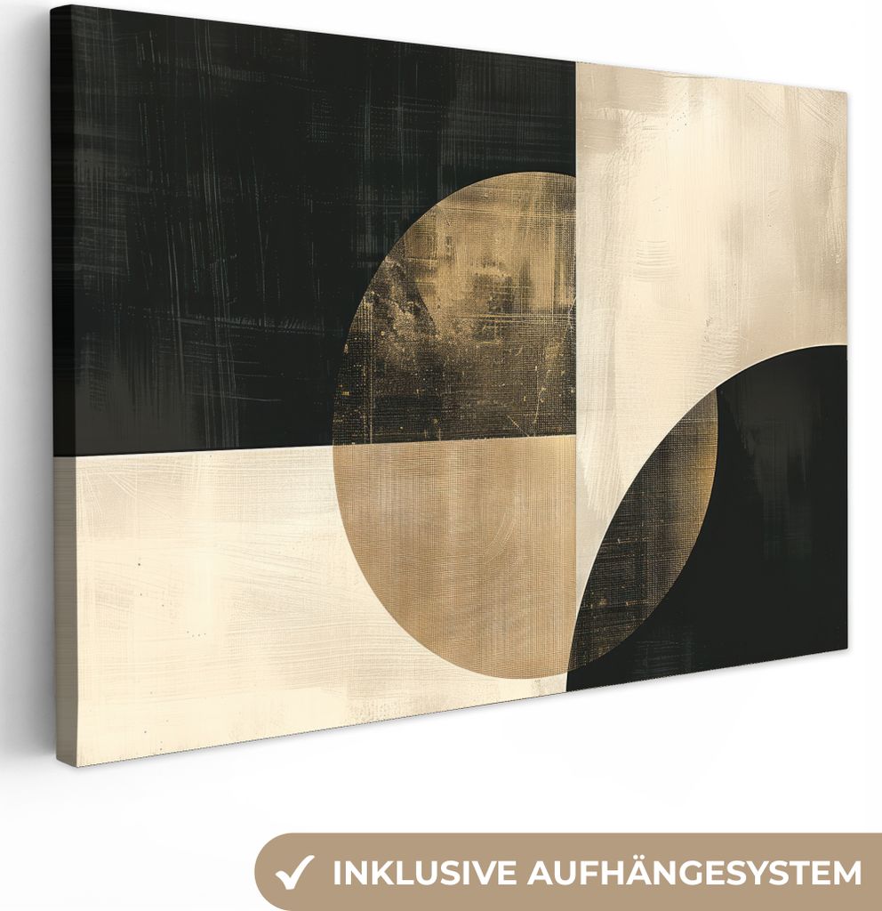 Wandbilder wohnzimmer 120x80 cm - Abstrakt und Modern - Gold - Geometrie, Leinwand Bilder, Wanddeko, Gemälde