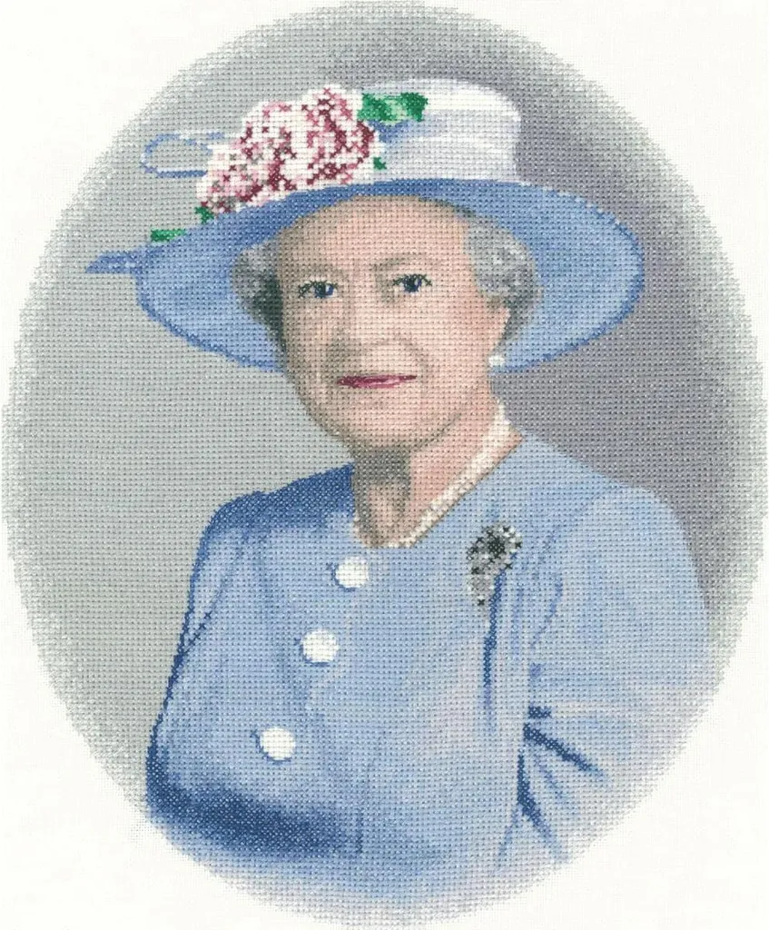 Réussissez votre broderie Elizabeth II avec ce Kit Point de Croix