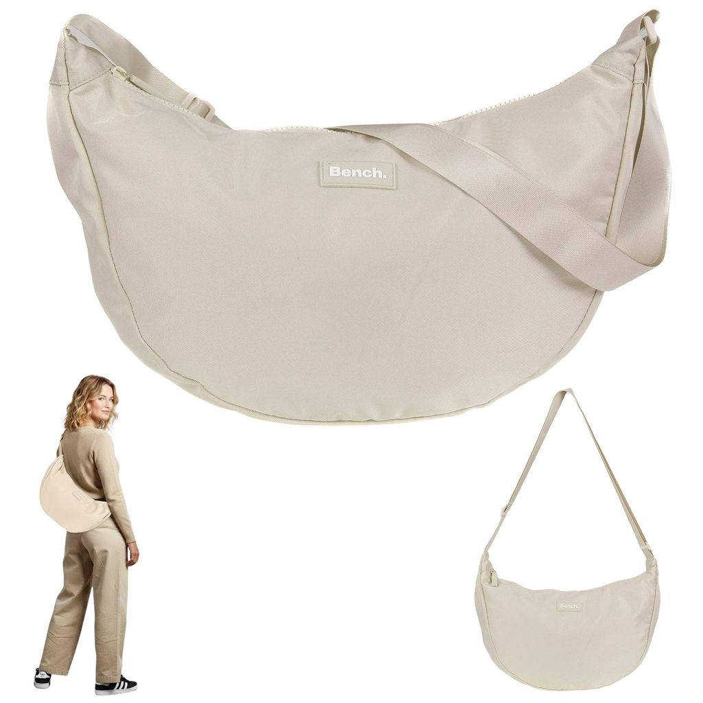 Handtasche Bench Damen Slingbag Crossbody Schultertasche Moon Sichel Form Tasche Freizeittasche Damentasche Nova Crossbag 64216 1600 Beige + Etui