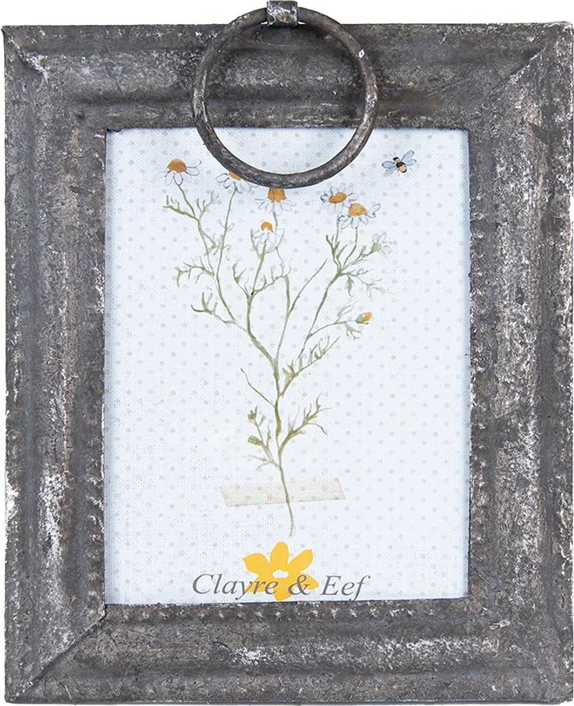 Cornice Portafoto 20x16 Clayre & Eef: Stile Shabby Grigio Ferro Anticato
