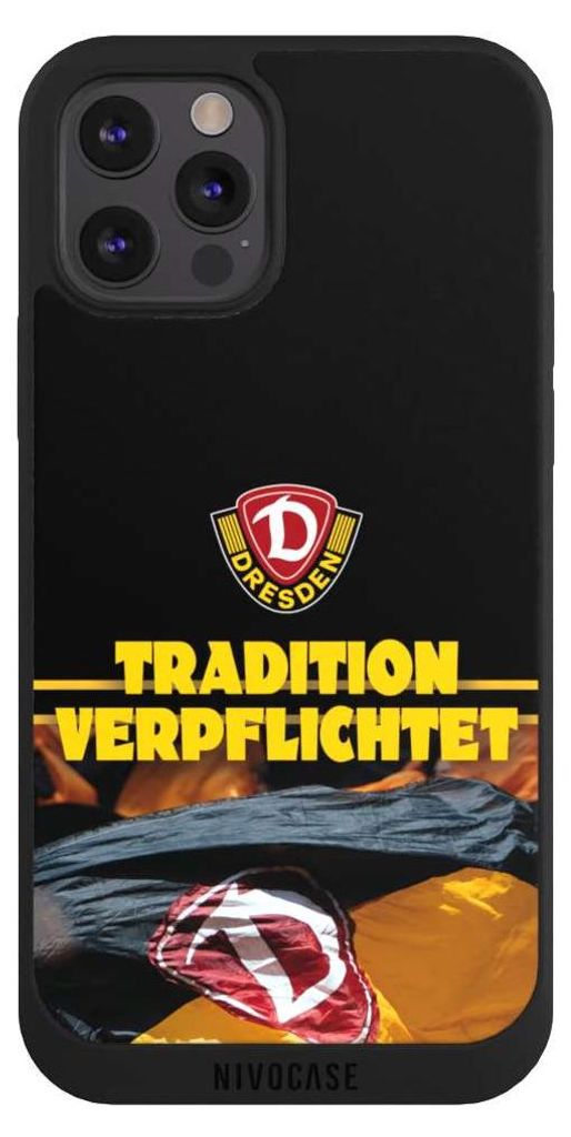 NIVOCASE Handyhülle für Apple iPhone 12 Pro Max Hülle NIVOpure Case Schwarz Fanartikel SG Dynamo Dresden SGD