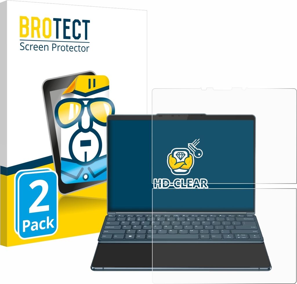 2x Für Lenovo Yoga Book 9i Gen 8 Schutzfolie BROTECT Displayschutz Display Schutz Folie Klar Transparent