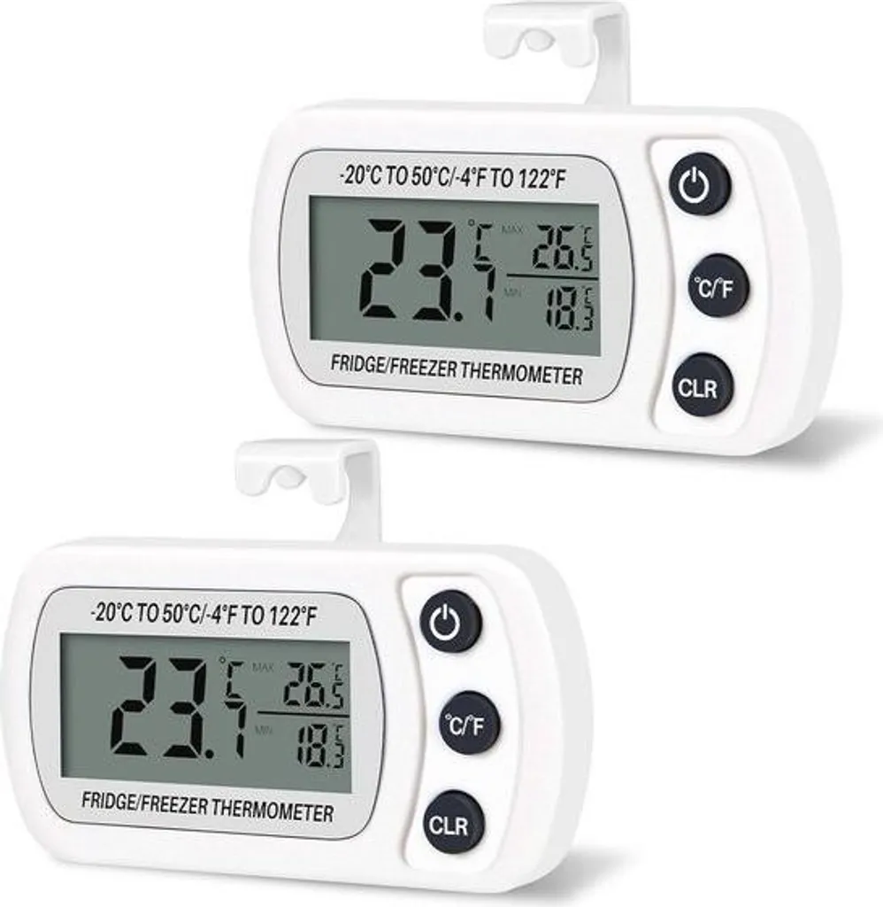 Thermomètre numérique pour congélateur et frigo avec écran LCD et crochet