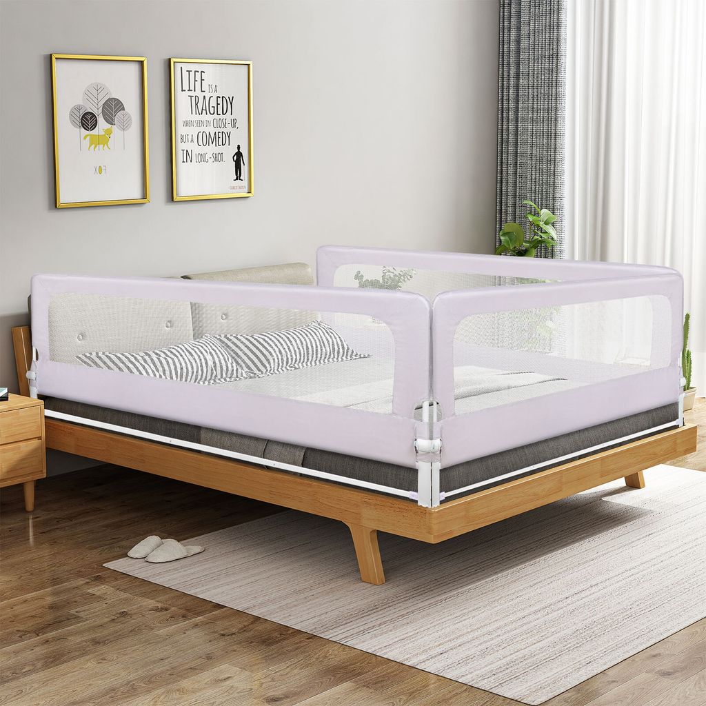 150cm Bettgitter Bettschutzgitter für Kleinkinder Babys und Kinder Höhenverstellbar 70cm hoch (Grau,1 Seite)