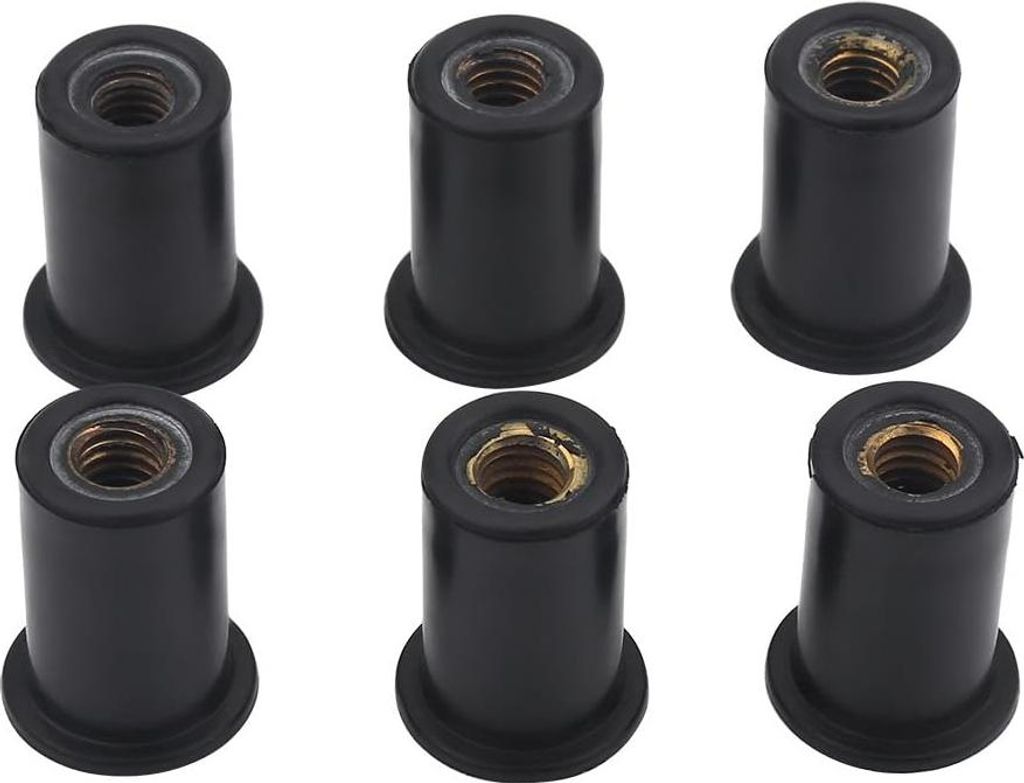 Gummimutter M6 - 6 Stück Windschutzscheibenbefestigungen für Windschutzscheibe / Verkleidungsmuttern - Kajak-Zubehör für Motorräder Kajak-Kanu