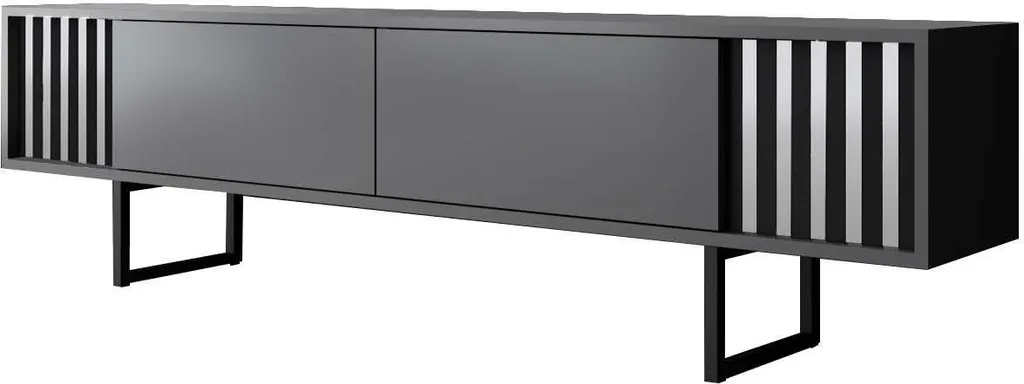 Meuble TV Anthracite 180cm Chrome Line : Solution Design pour Grand Écran