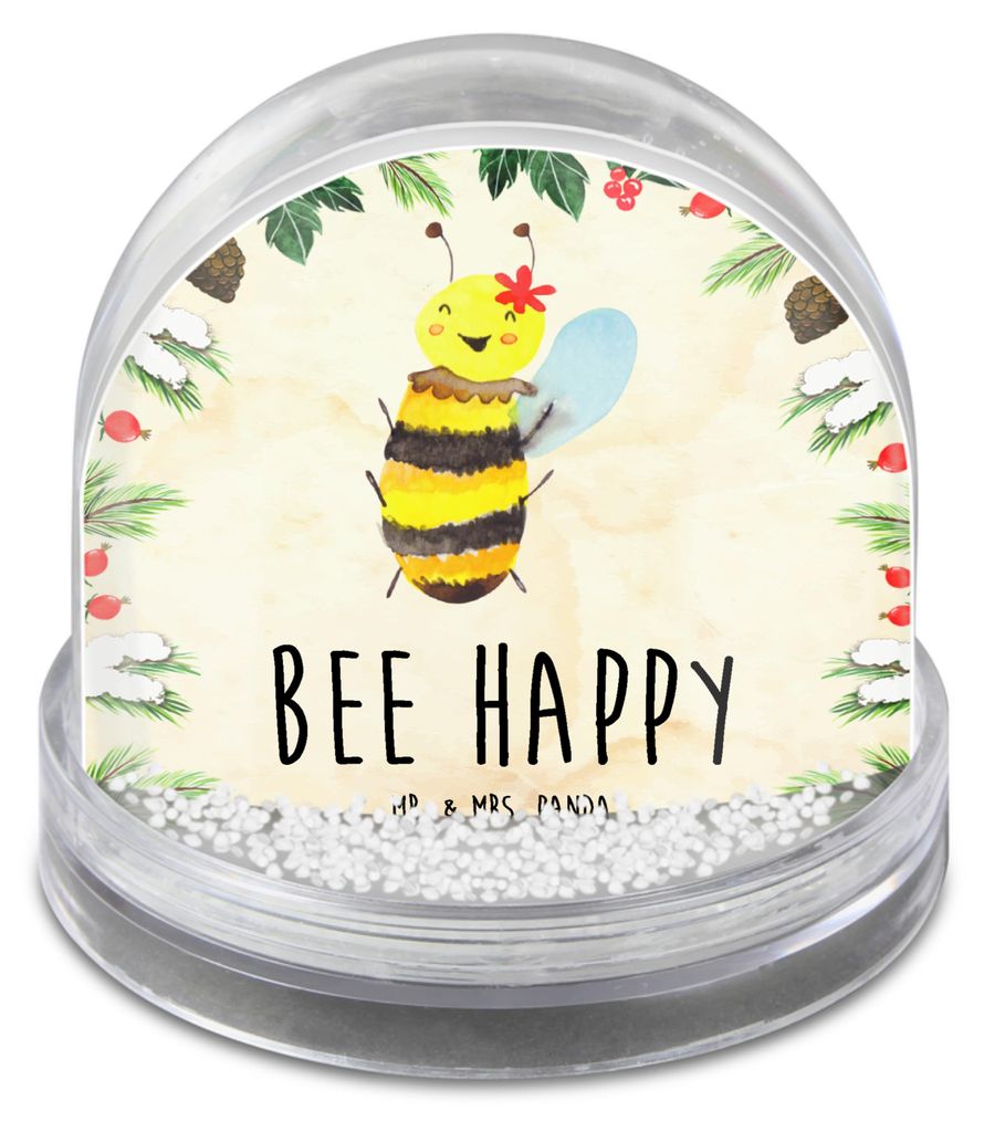 Mr. & Mrs. Panda Schneekugel Weihnachten Biene Happy - Naturpapier - Geschenk, schnee kugel, Schüttelkugel, Winter-Schneekugel, Weihnachts