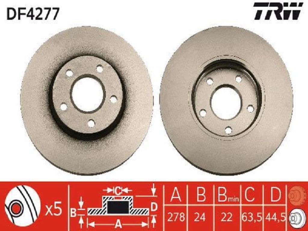 TRW Bremsscheiben (2 Stück) Vorderachse DF4277