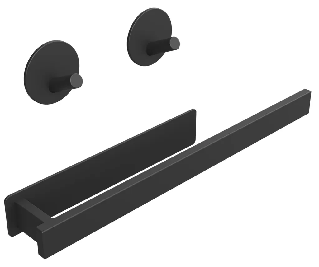 Porte-serviettes sans perçage noir 39cm pour fixer sans trouer le mur