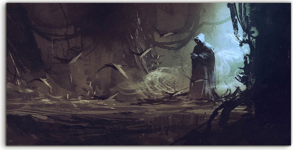 Coloray Canvas 140x70 Wandbild Leinwand Bilder mysteriösen Wald Zauberer im Umhang