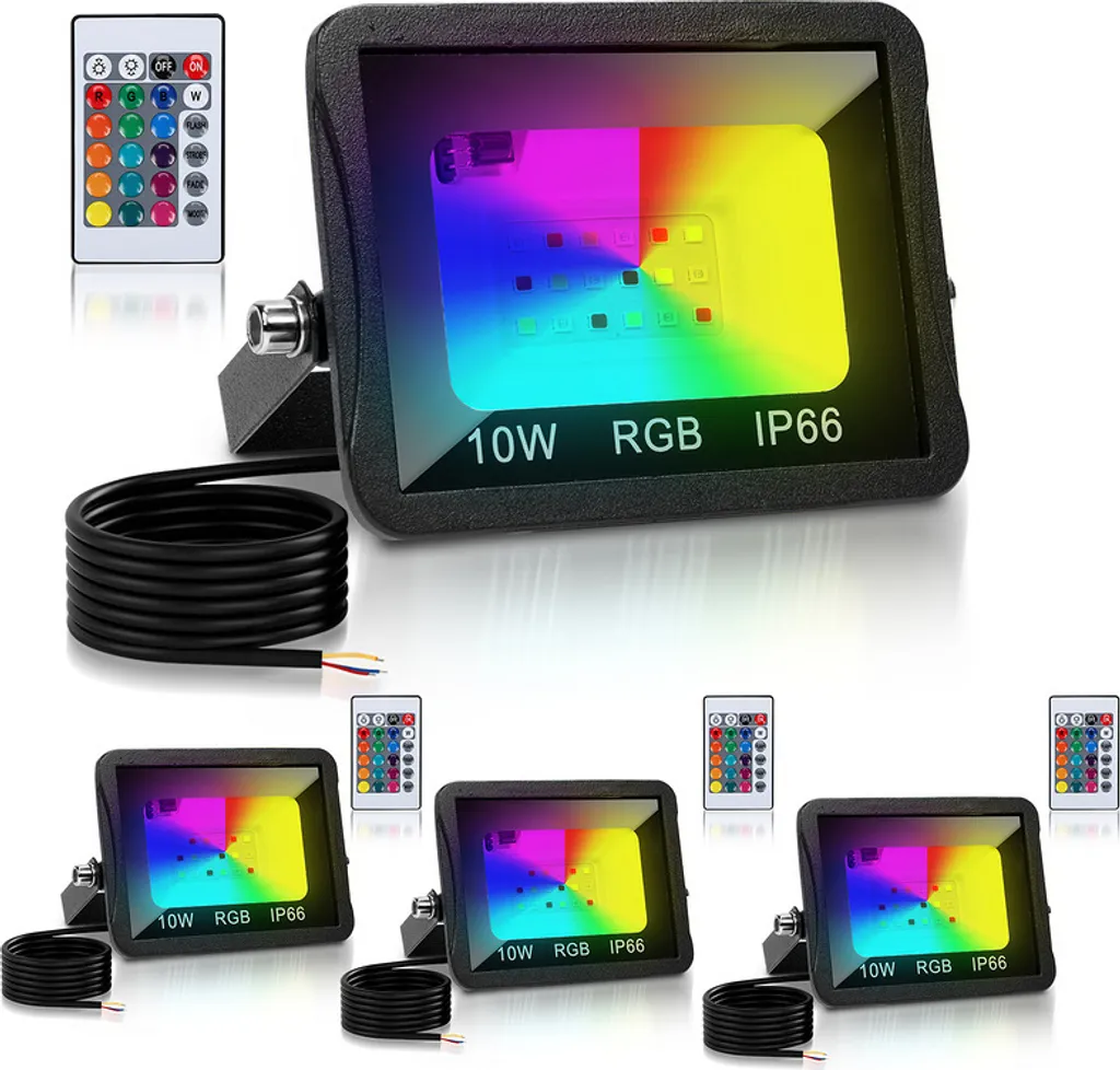 Clanmacy 4x Faretto LED RGB 10W per Feste e Matrimoni - IP66 Outdoor